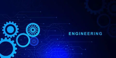 Engineering concept with gear wheel and electronic circuit board. Stock Illustration