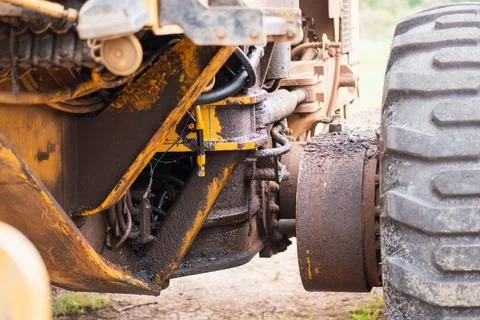 Engineering concept heavy machinery operation close-up at construction site.. Stock Photos