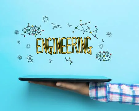 Engineering concept with a tablet 스톡 일러스트