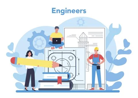 Engineering concept. Technology and science. Professional occupation Illustrazione stock