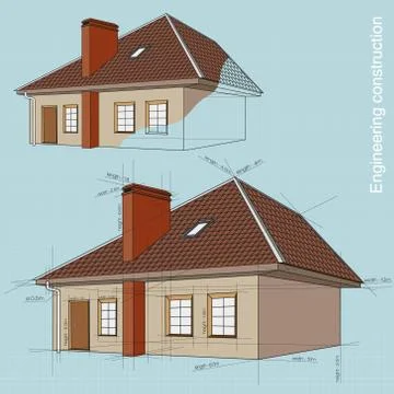 Engineering construction of buildings. drawings Stock Illustration