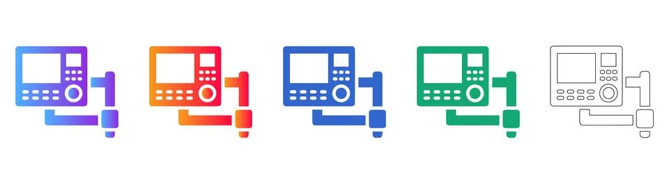 Engineering Control Display Icon Set Vector Stock Illustration