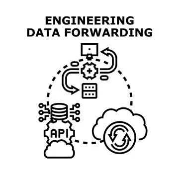 Engineering data forwarding data processing system concept Stock Illustration