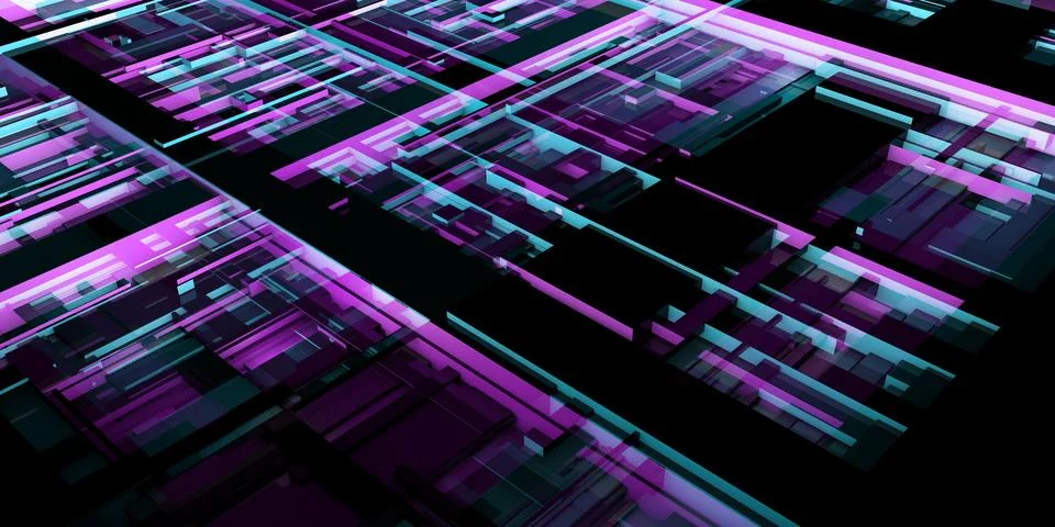 Engineering Data Matrix With Transparent Abstract Layered Blocks Stock Illustration