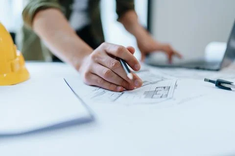 Engineering department with work design structure building or house using b.. Fotos de archivo