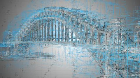 Engineering design architecture disciplines with bridge construction Ilustración de archivo