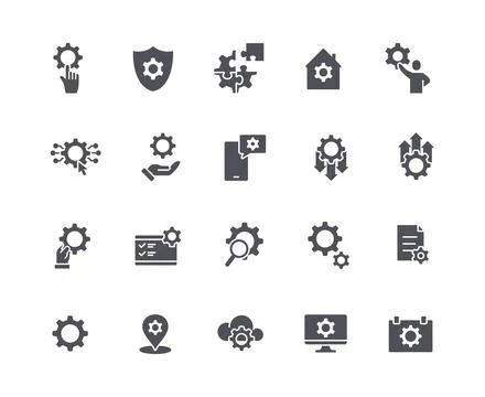 Engineering design black icons set Illustrazione stock