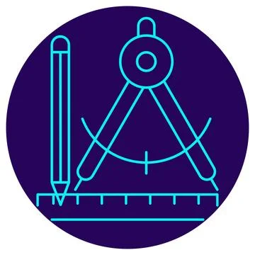 Engineering Design Icon. Minimalistic neon outline Illustrazione stock