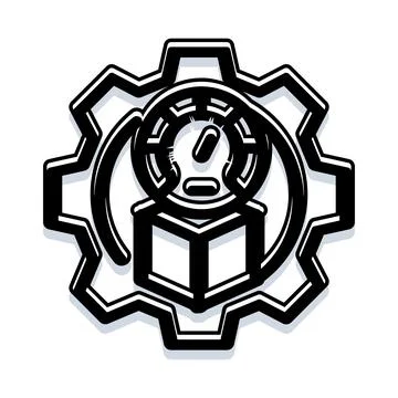 Engineering design knowledge icon with gauge measurement 库存插图