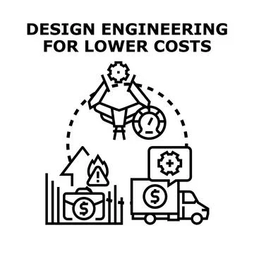 Engineering design optimizing processes for lower costs Illustrazione stock