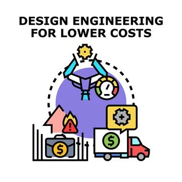 Engineering design optimizing processes for lower costs Stock Illustration