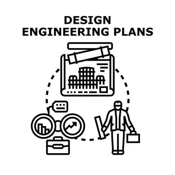 Engineering design plans developing construction project strategy 스톡 일러스트