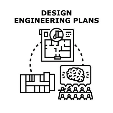 Engineering design plans project development process Stock Illustration