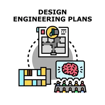 Engineering design plans project development process Stock Illustration