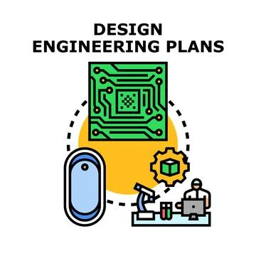 Engineering design plans for technology development concept Stock Illustration