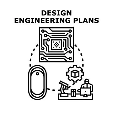 Engineering design plans for technology development concept Stock Illustration