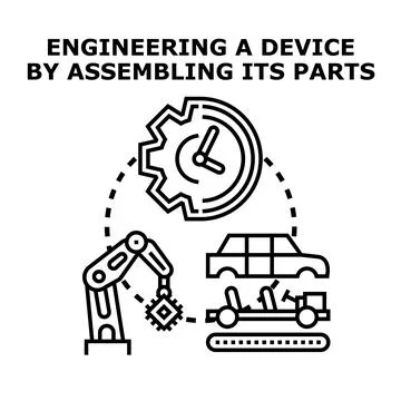 Engineering design process building vehicle with robotic arm Stock Illustration