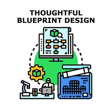 Engineering design process developing architecture blueprint plan Illustrazione stock