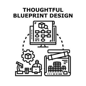 Engineering design process developing architecture blueprint plan Stock Illustration