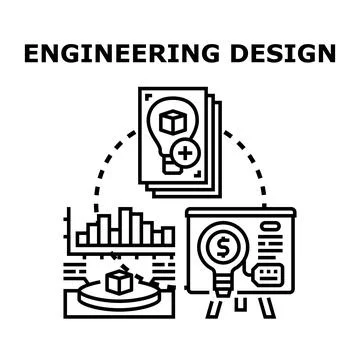 Engineering design process developing new innovative solutions Stock Illustration