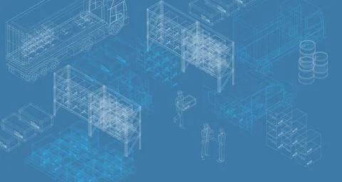 Engineering design of warehouse plan Stock Illustration
