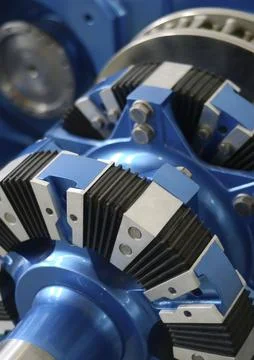 Engineering Detail Of A New Blue Engine Foto stock