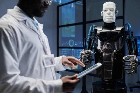 Engineering developing computer system of robot Foto stock