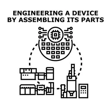 Engineering device development process and automation concept 库存插图