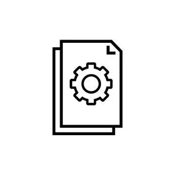 Engineering document icon in linear style. Document with gear Stock Illustration