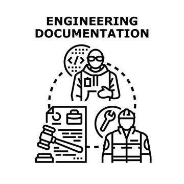 Engineering documentation process featuring diverse professionals 스톡 일러스트