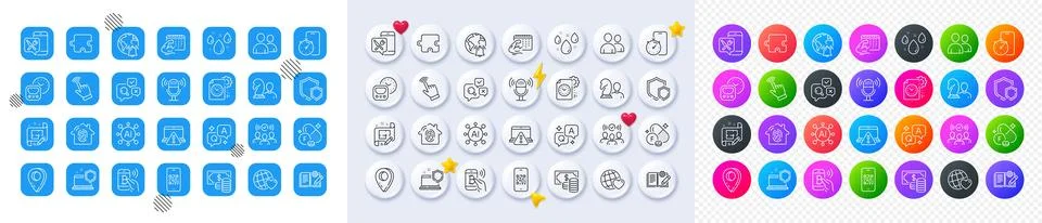 Engineering documentation, Rainy weather and Cursor line icons. For web app Illustrazione stock
