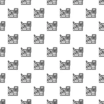Engineering drawing blueprint calculator seamless pattern background Illustrazione stock