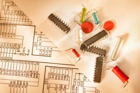 Engineering drawing with details Foto stock