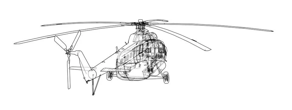 Engineering drawing of helicopter Stock-Illustration