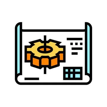 Engineering drawing manufacturing engineer color icon vector illustration Stock Illustration