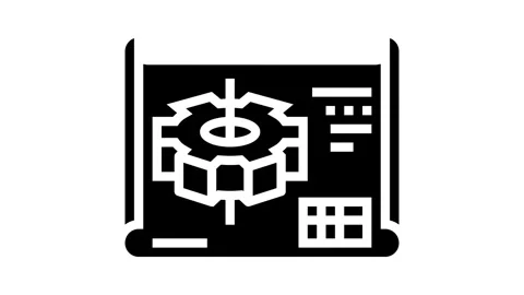 Engineering drawing manufacturing engineer glyph icon animation Stock Footage 326153677
