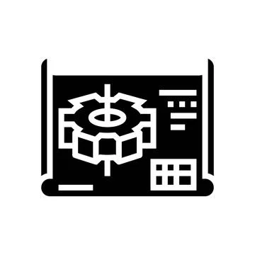 Engineering drawing manufacturing engineer glyph icon vector illustration Illustrazione stock