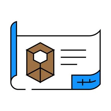 Engineering drawing manufacturing engineer icon color illustration 스톡 일러스트