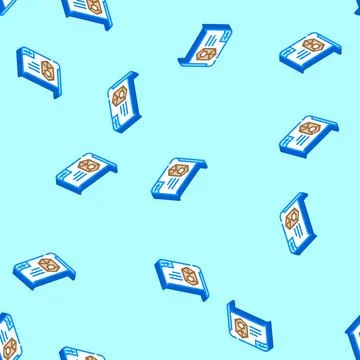 Engineering drawing manufacturing engineer isometric icon seamless pattern Illustrazione stock