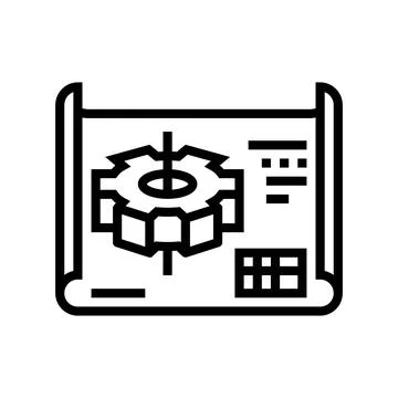 Engineering drawing manufacturing engineer line icon vector illustration Stock Illustration
