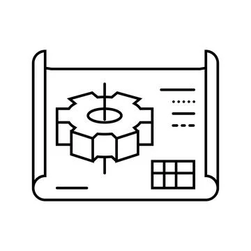 Engineering drawing manufacturing engineer line icon vector illustration Stock Illustration