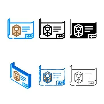 Engineering drawing manufacturing engineer styles color icon vector Stock Illustration
