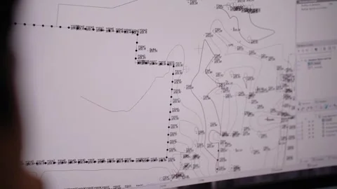 Engineering drawing of utility network on computer screen Stock-Footage 348029622
