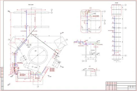 Engineering drawing on white background Stock Illustration