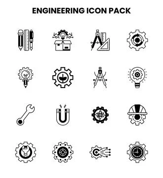 Engineering DuoTone Bundle Icons Pack Stock Illustration