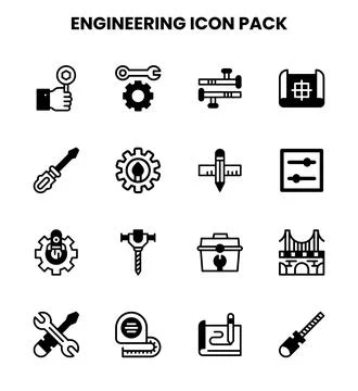 Engineering DuoTone Bundle Icons Pack Stock Illustration