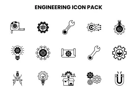 Engineering DuoTone Collection Icons Pack Stock Illustration
