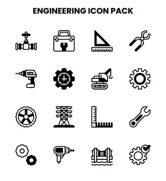 Engineering DuoTone Graphics Icons Pack 库存插图