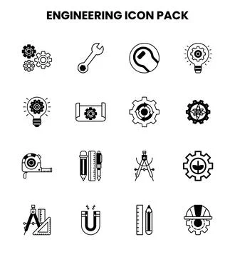 Engineering DuoTone SVG Icons Pack Stock Illustration