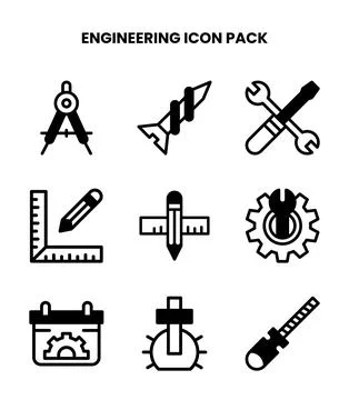 Engineering DuoTone UI Icons Pack Stock Illustration
